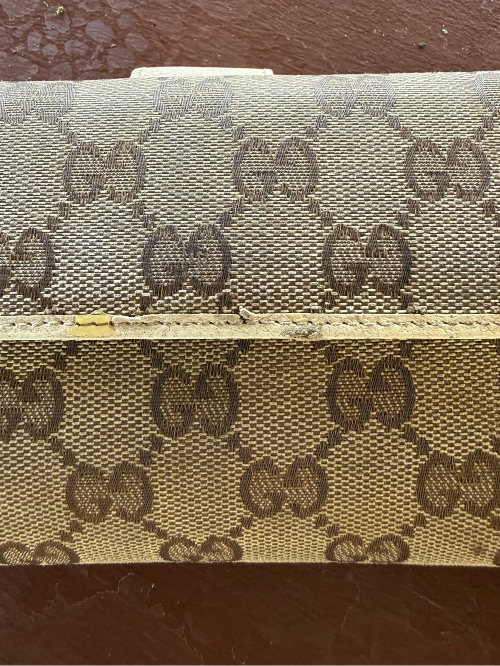 Gucci Monogram Canvas Wallet in Beige and Brown